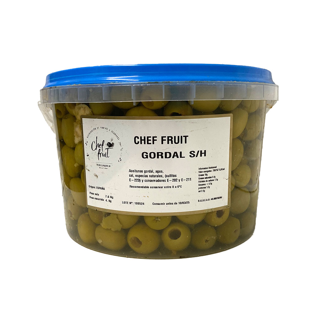 Aceituna Gordal S/H Cubo 4Kg | Chef Fruit